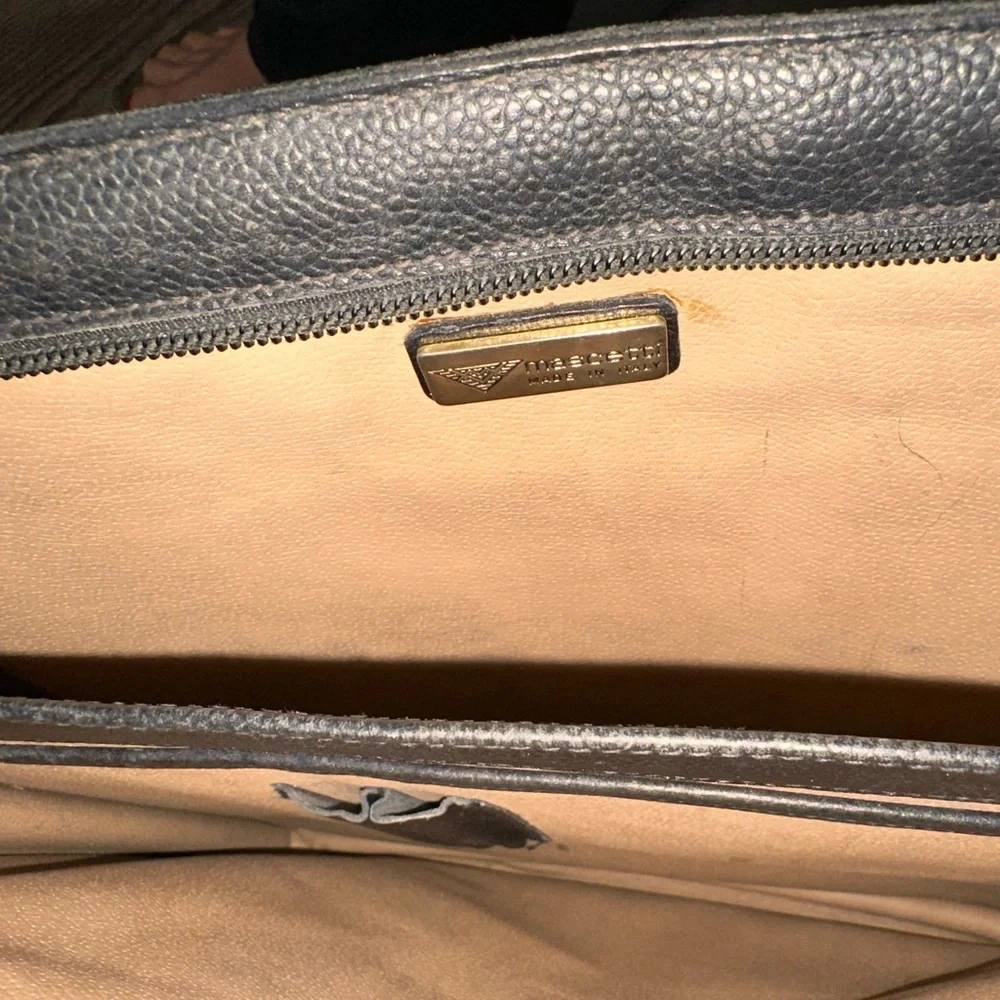 Vintage Valigeria Mascetti Italian leather black briefcase travel bag portfolio